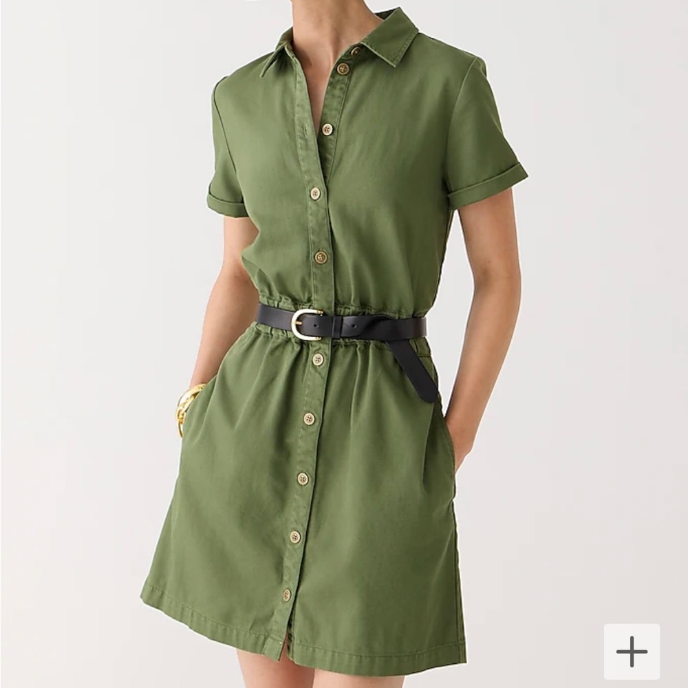 J.Crew Button-front chino dress in Utility Green Sz 12 NWOT